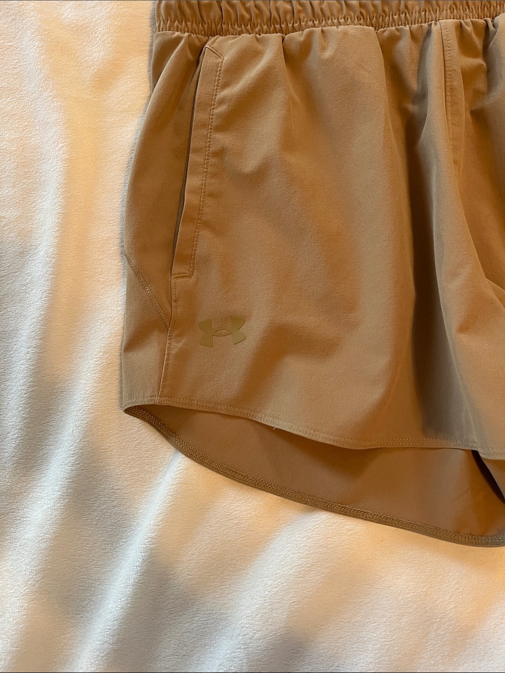 Under Armour Women's Tan Elastic-Waist Training Shorts - Picture 2 of 11